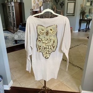 Vintage off the shoulder size medium owl sweater.